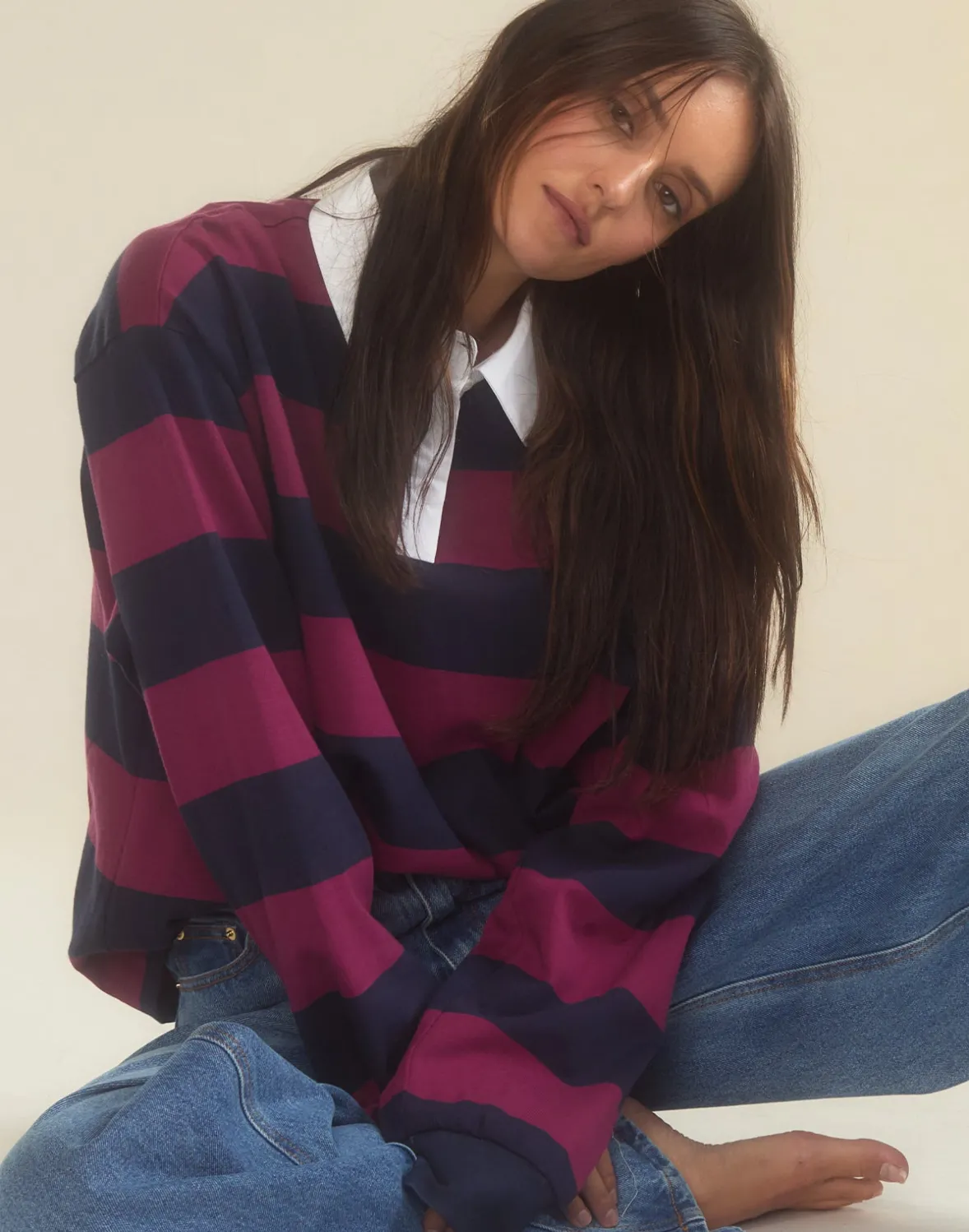 Cynthia Rowley Ardie Striped Rugby Shirt- Tops