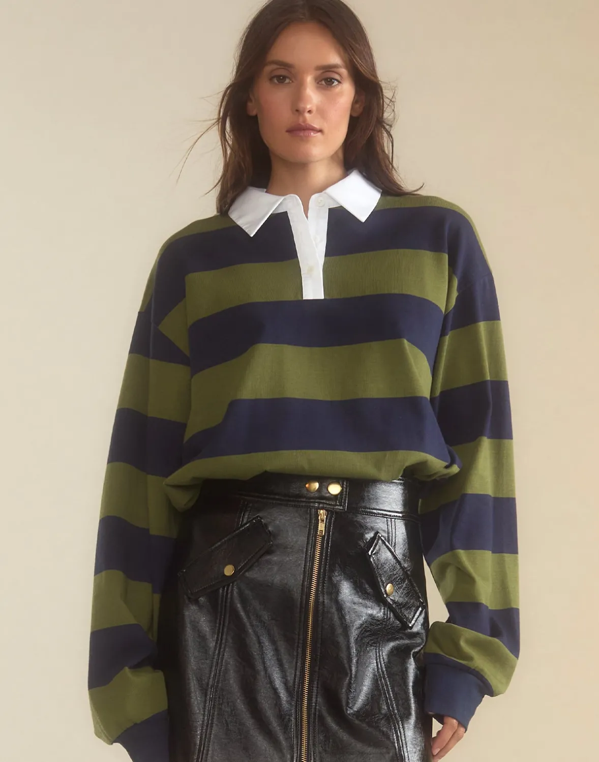 Cynthia Rowley Ardie Striped Rugby Shirt- Tops