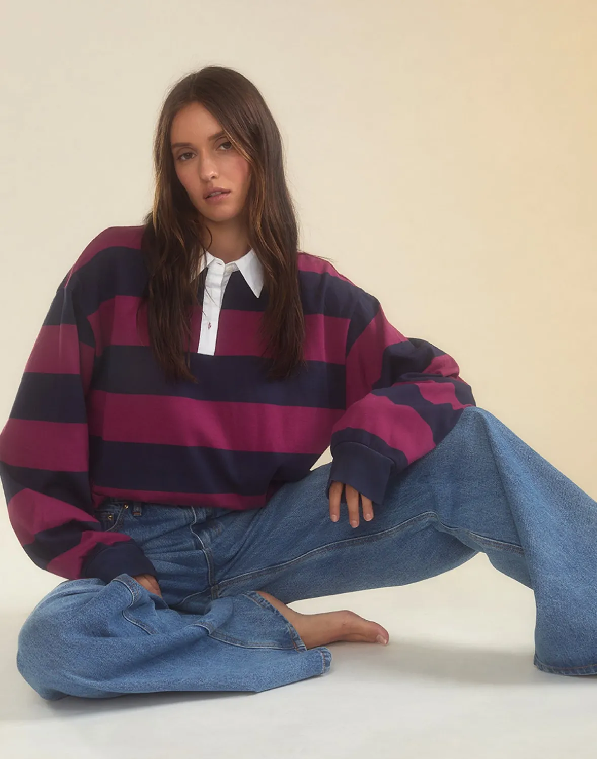 Cynthia Rowley Ardie Striped Rugby Shirt- Tops