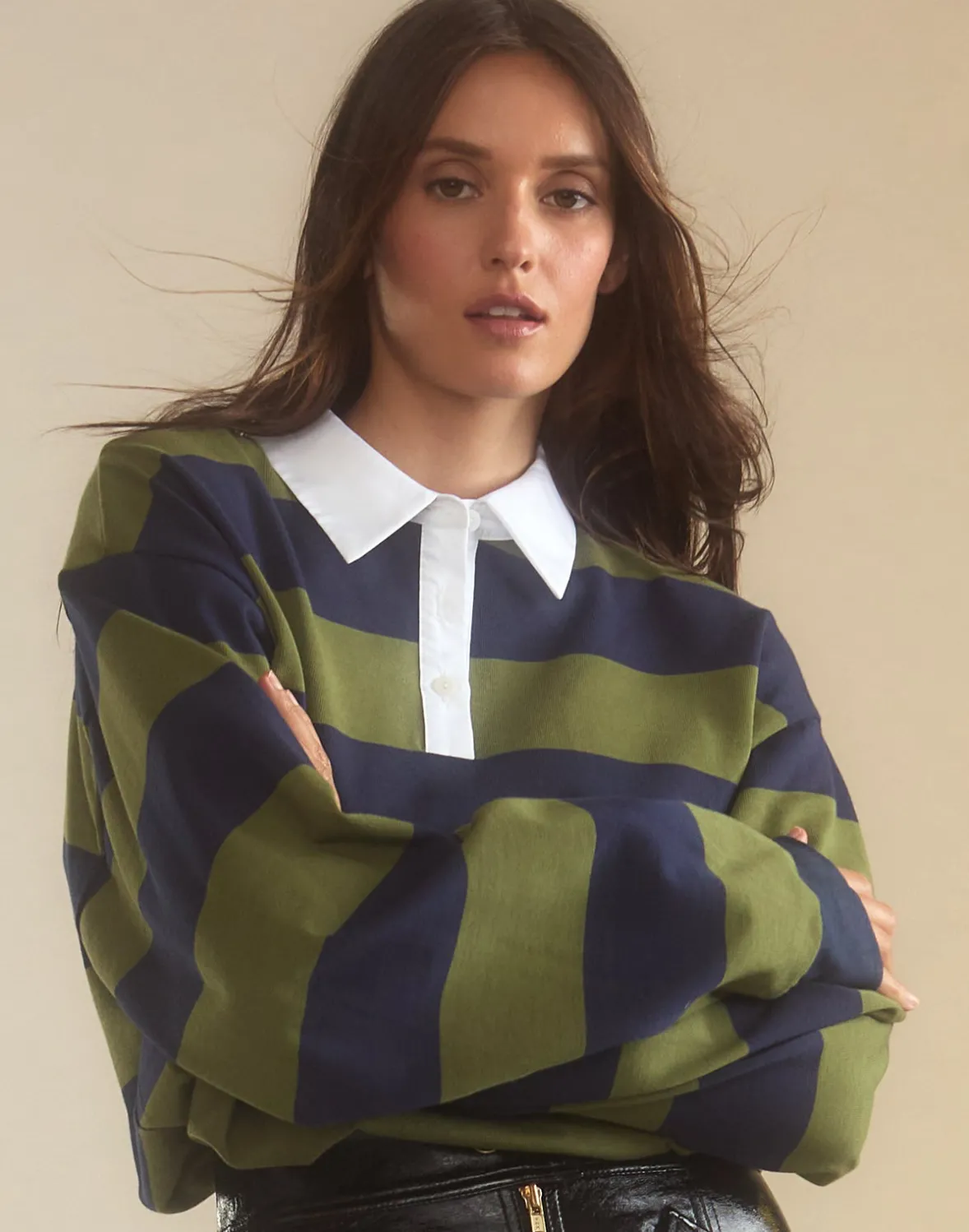 Cynthia Rowley Ardie Striped Rugby Shirt- Tops