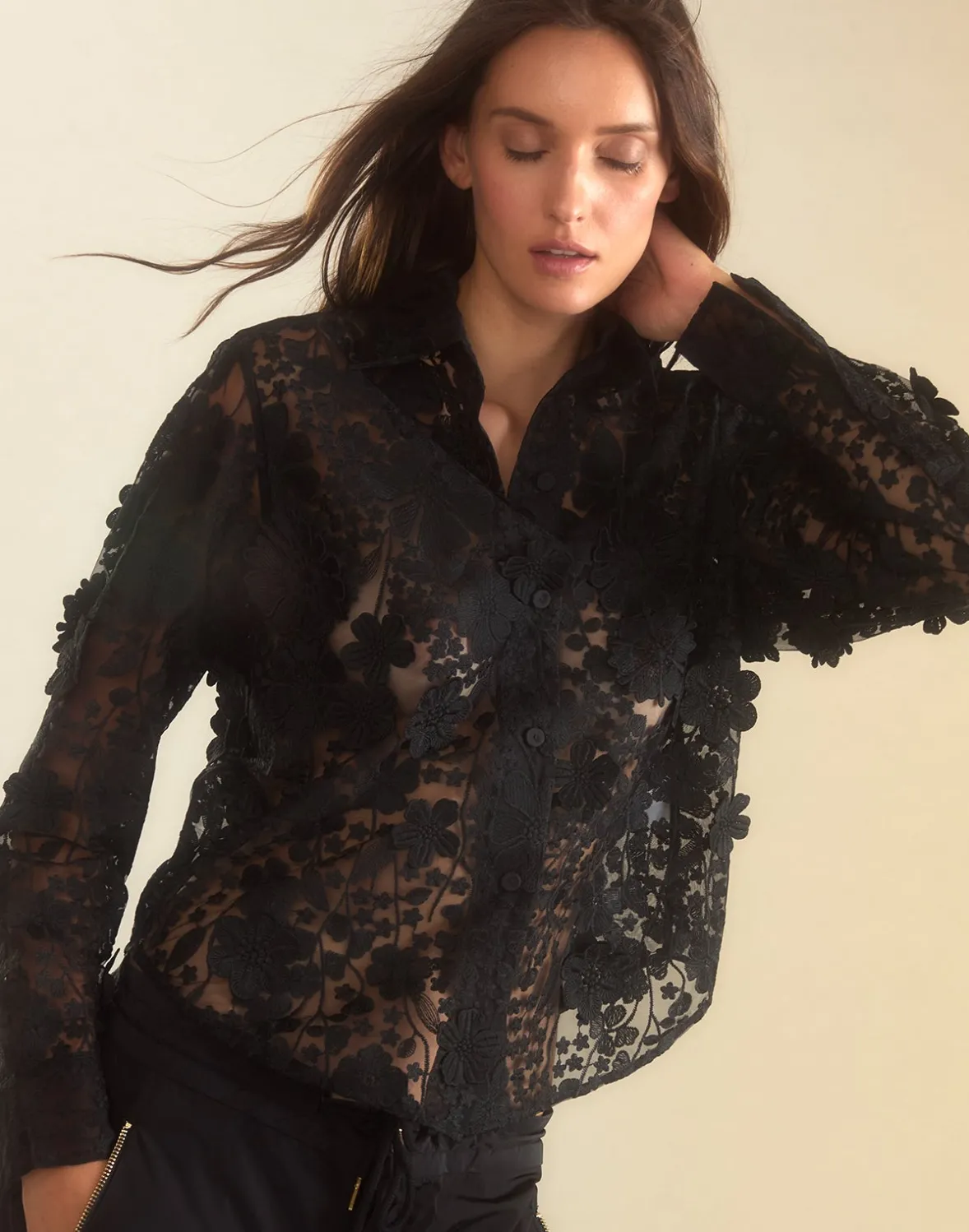 Cynthia Rowley Blooming Lace Shirt- Tops