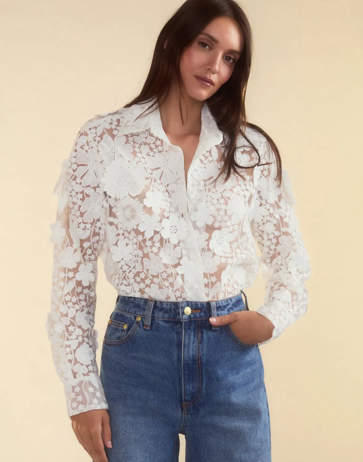 Cynthia Rowley Blooming Lace Shirt- Tops