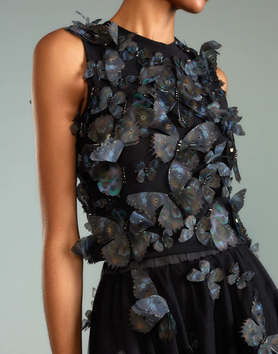 Cynthia Rowley Butterfly Applique Top- Tops