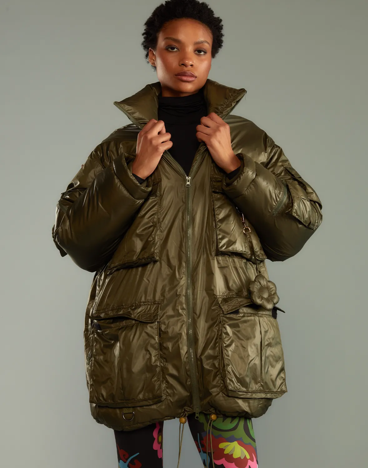 Cynthia Rowley Cargo Pocket Puffer Coat- Snow