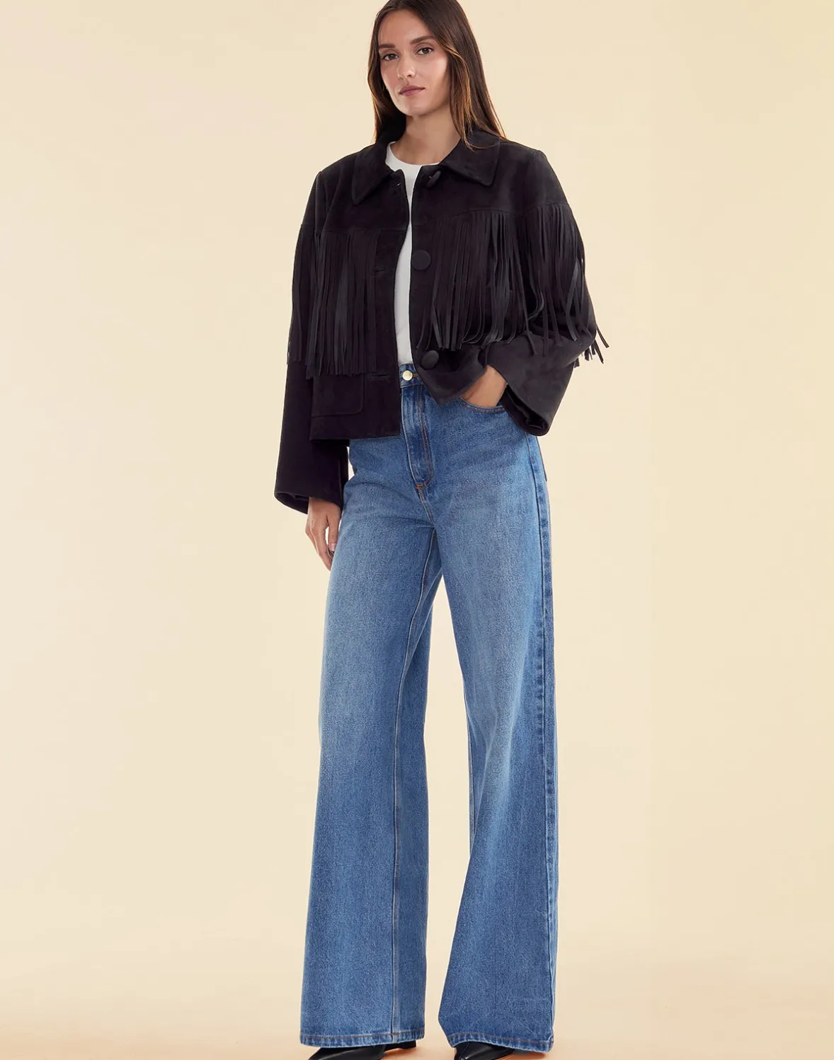 Cynthia Rowley Carrie Cropped Fringe Suede Jacket- Jackets & Coats