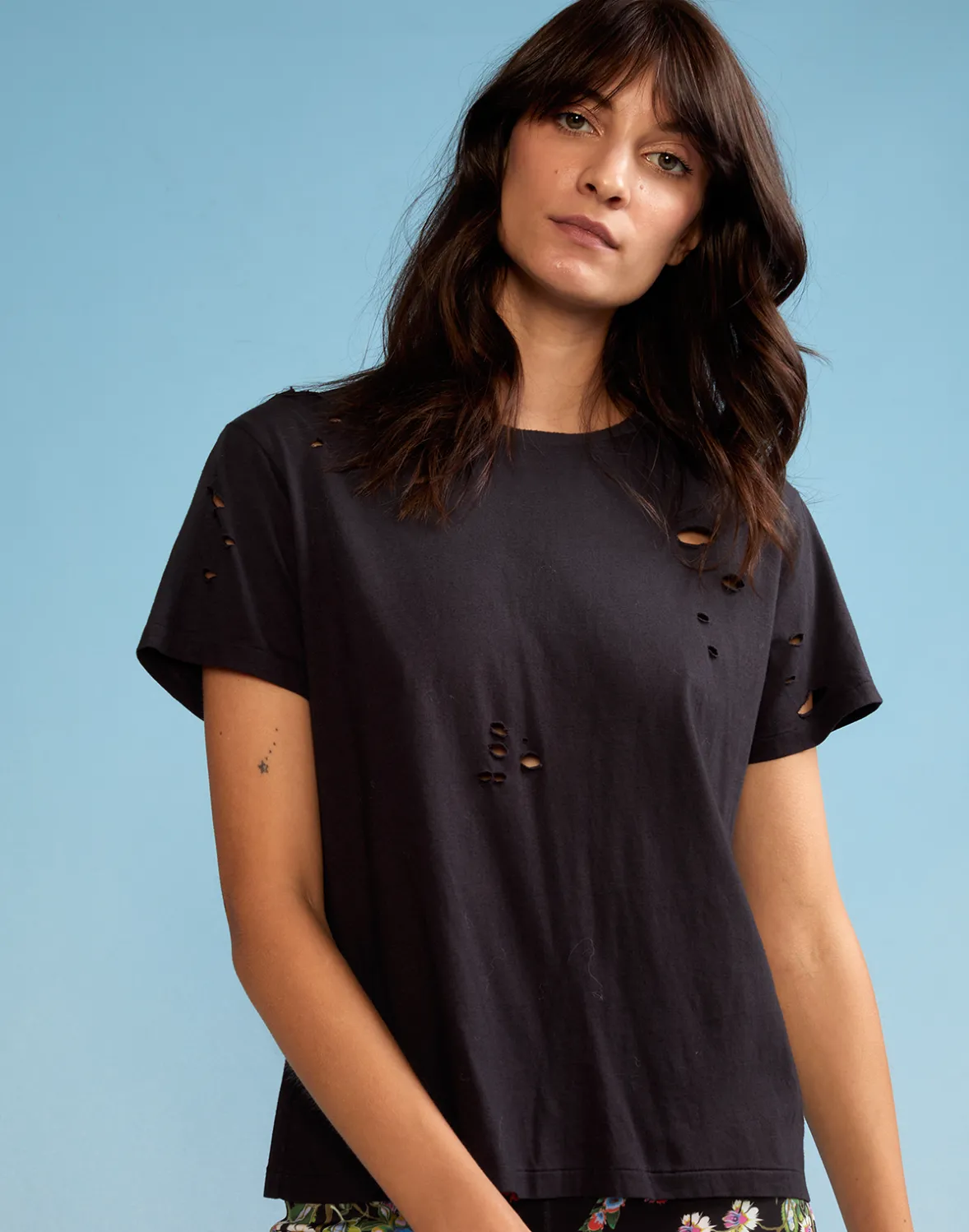 Cynthia Rowley Distressed Tee- Tops