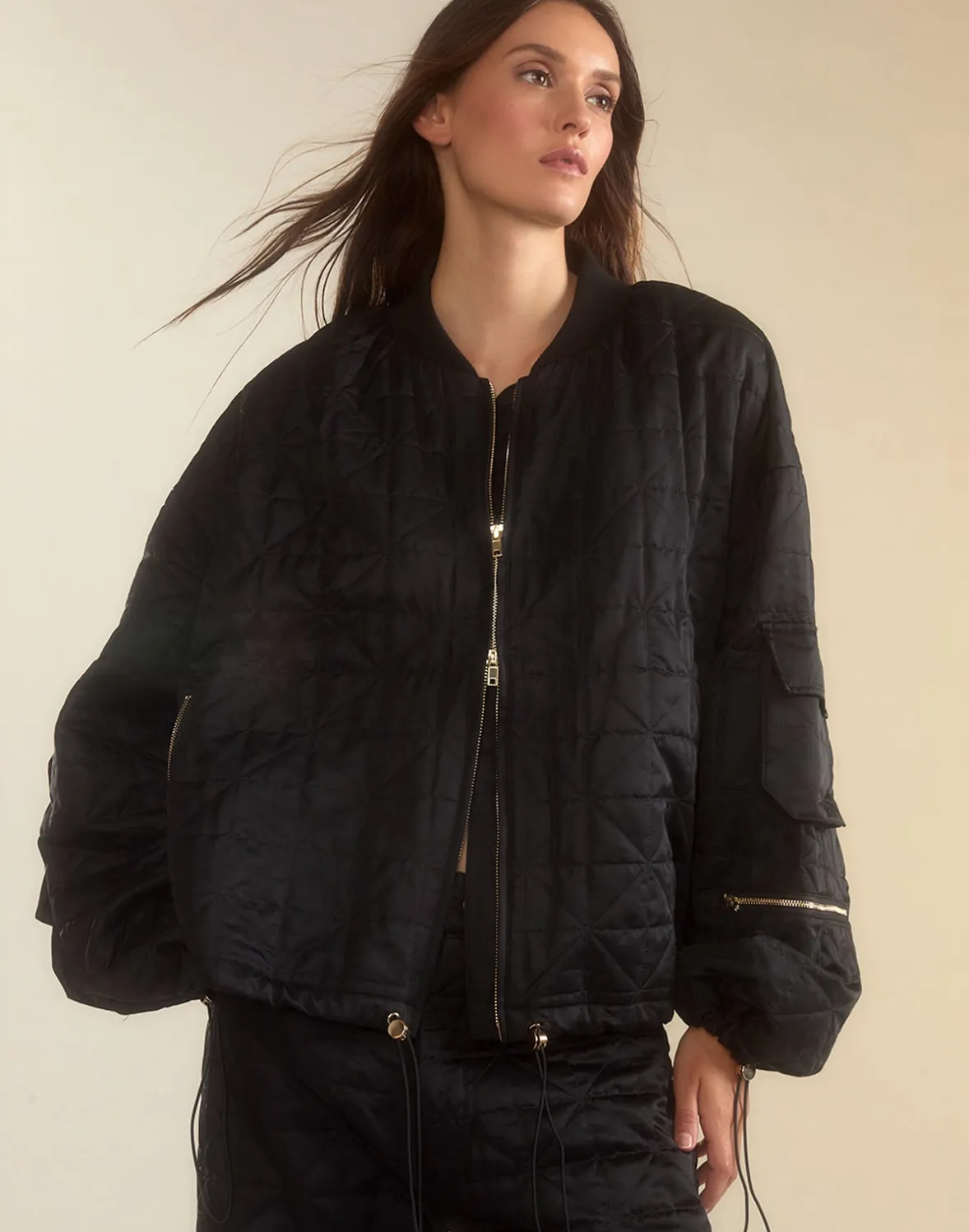 Cynthia Rowley Downtown Quilted Bomber Jacket- Jackets & Coats | Tops