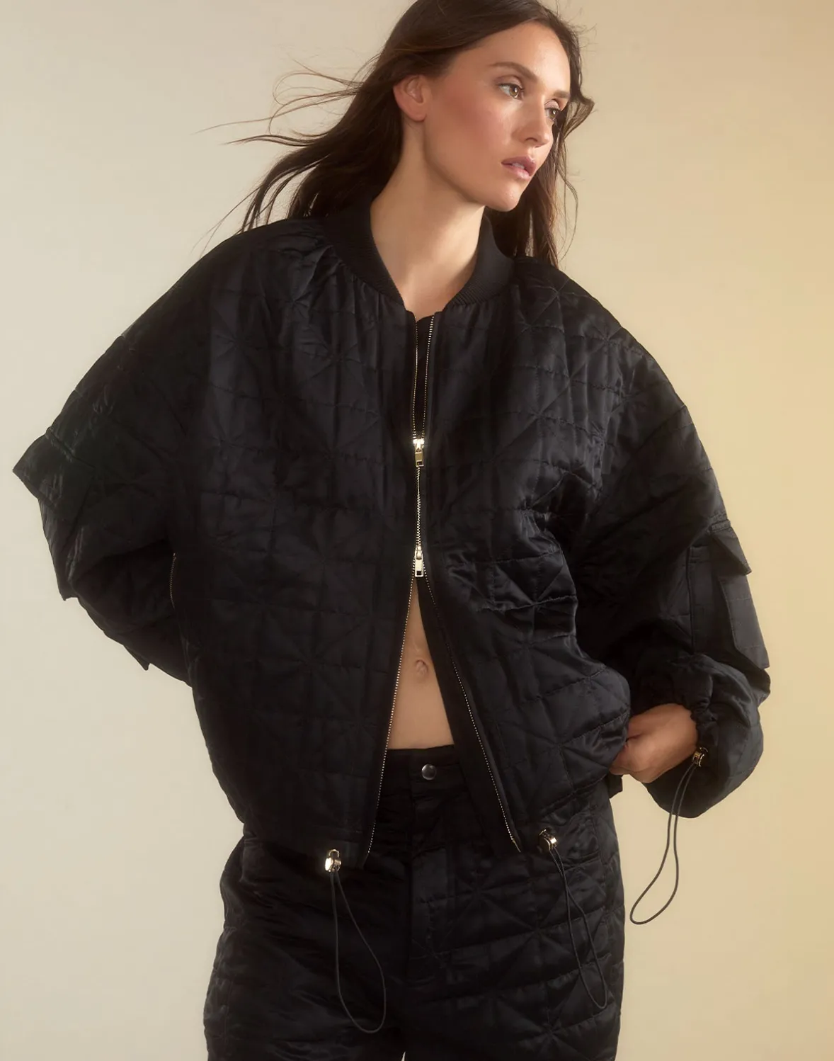 Cynthia Rowley Downtown Quilted Bomber Jacket- Jackets & Coats | Tops