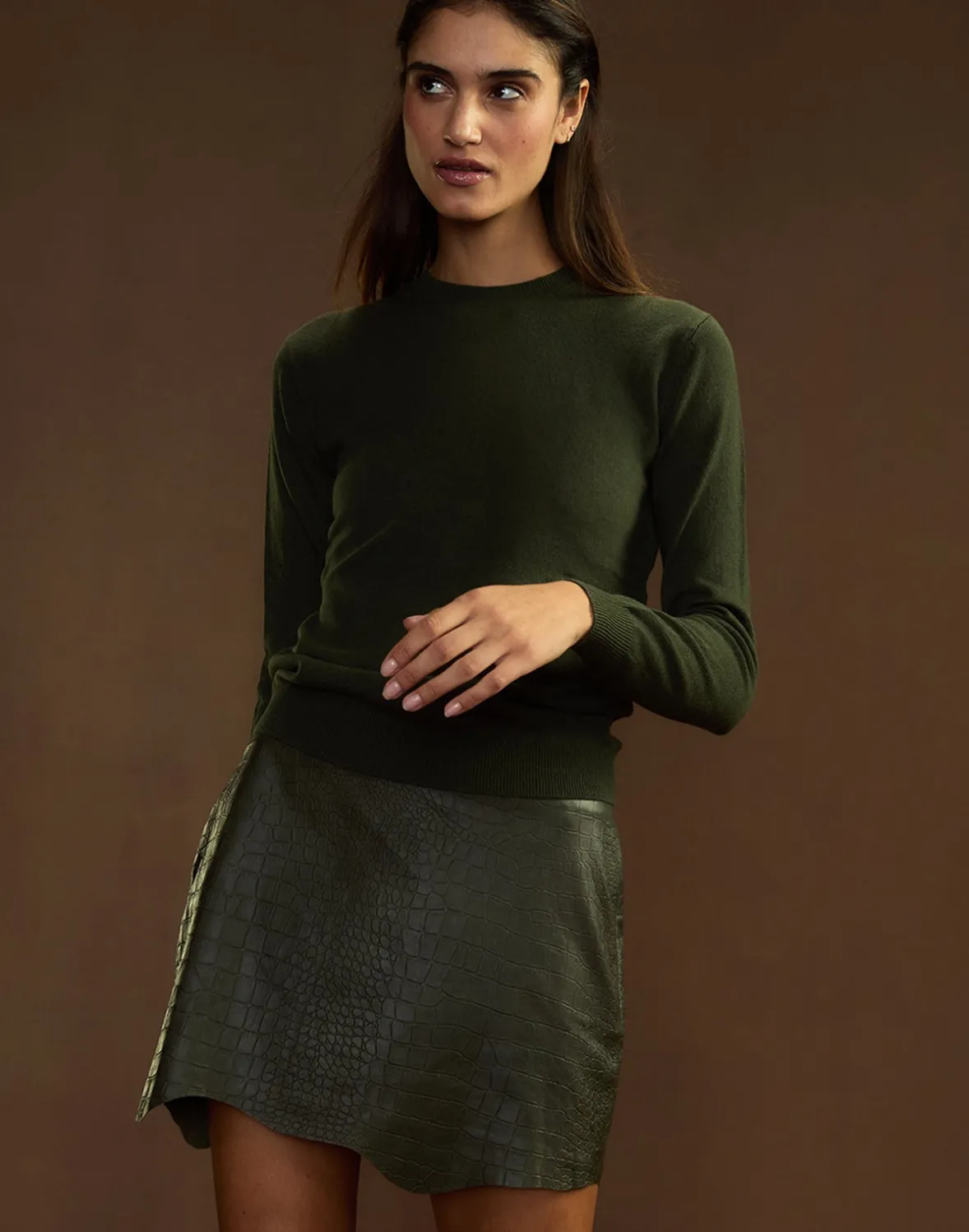 Cynthia Rowley Embossed Leather Skirt- Bottoms