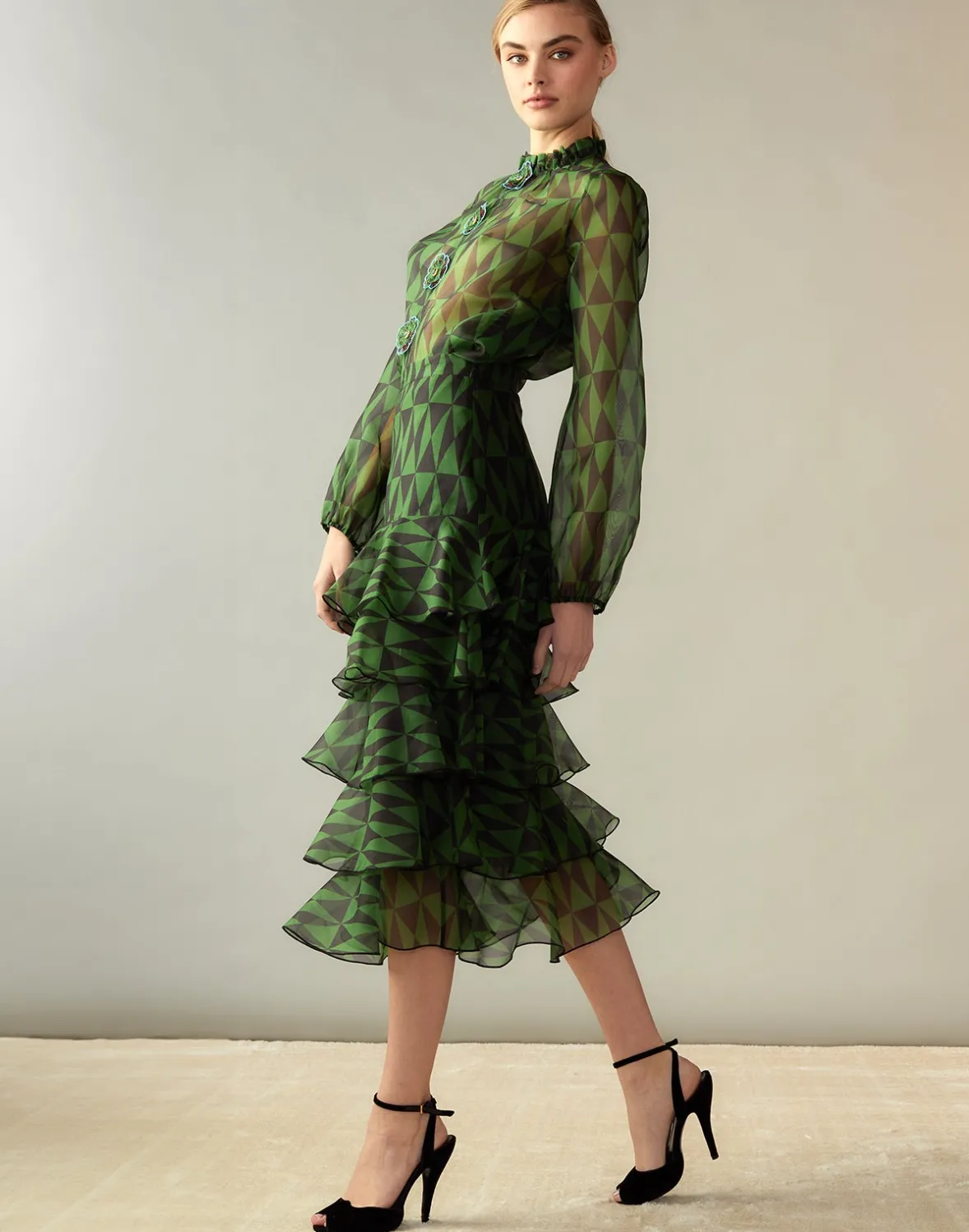 Cynthia Rowley Evergreen Silk Organza Skirt- Bottoms