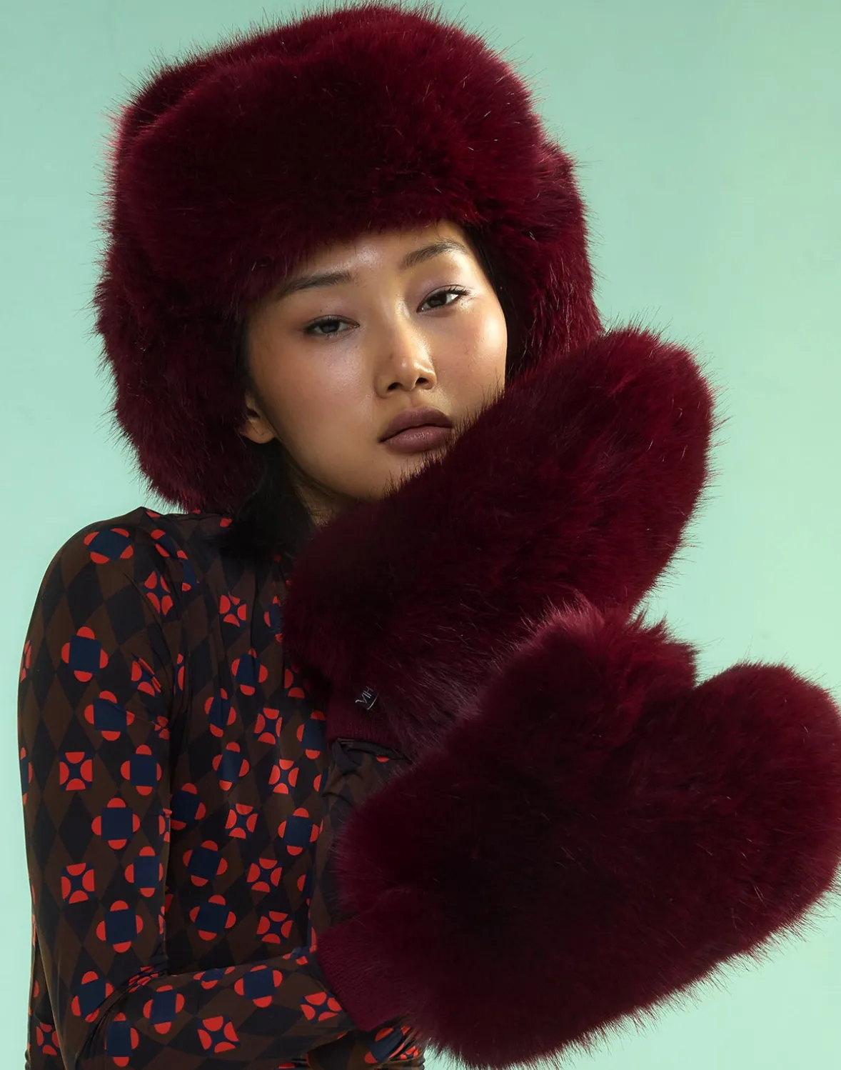 Cynthia Rowley Faux Fur Oversized Mittens- Accessories | Accessories