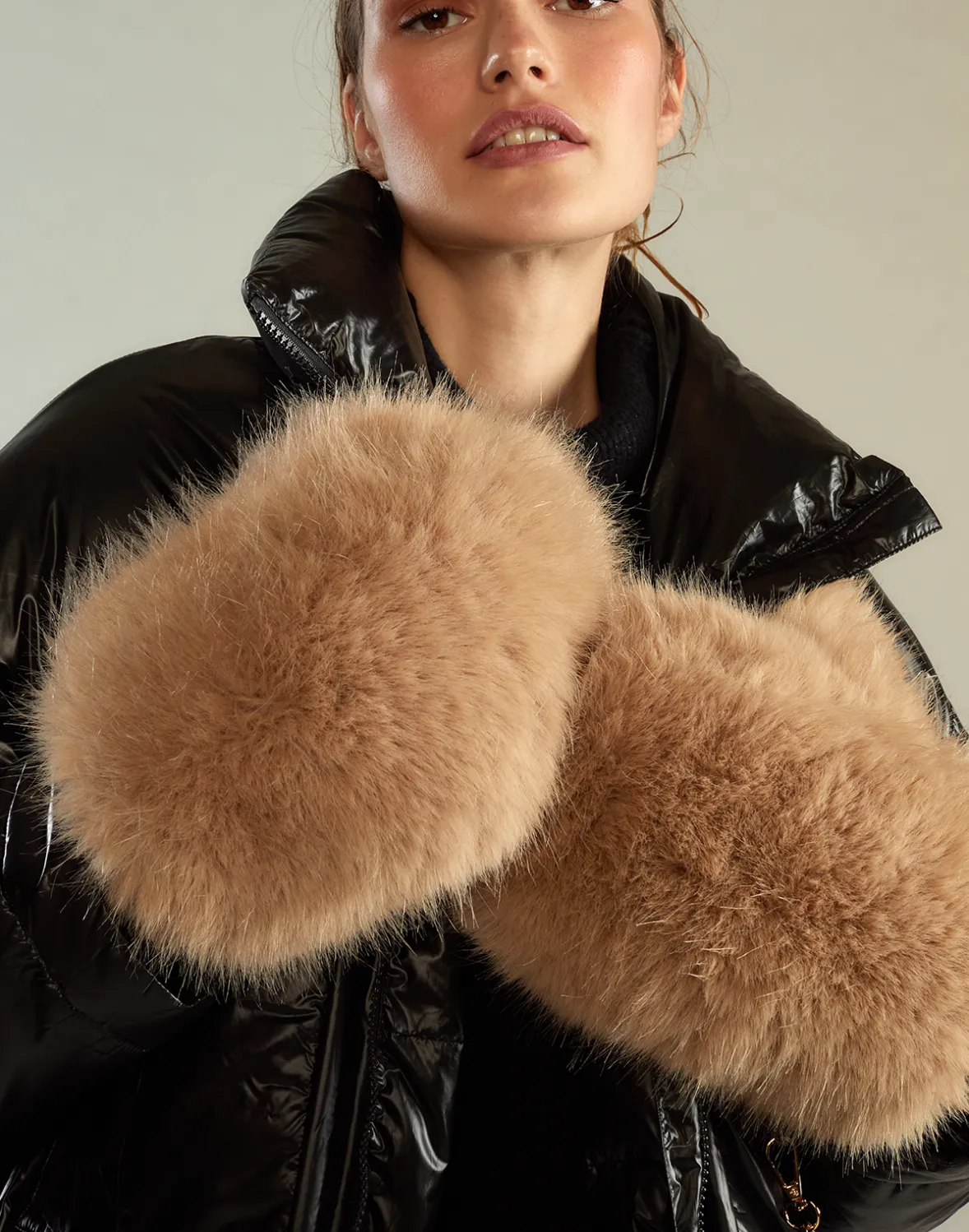 Cynthia Rowley Faux Fur Oversized Mittens- Accessories | Accessories