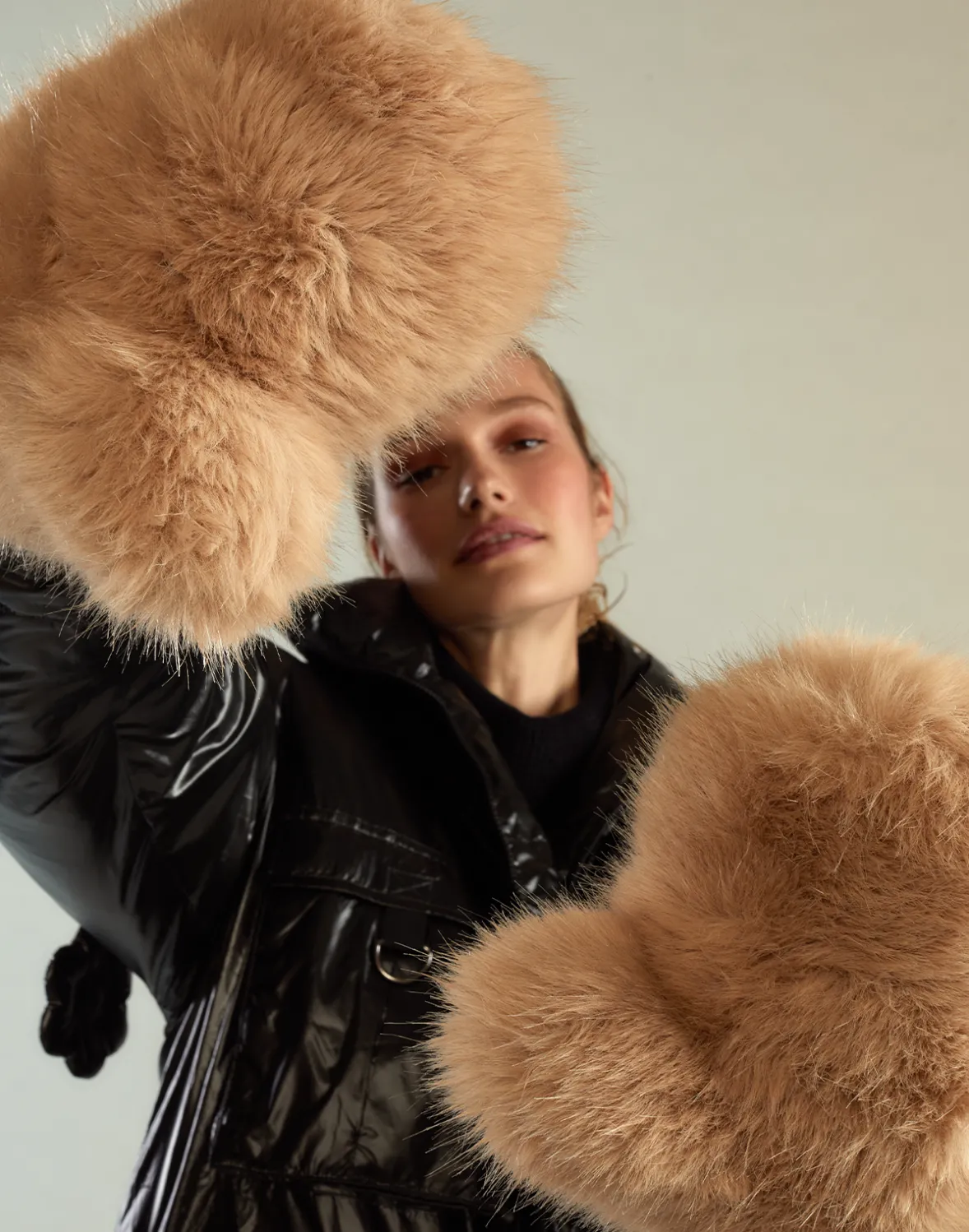 Cynthia Rowley Faux Fur Oversized Mittens- Accessories | Accessories