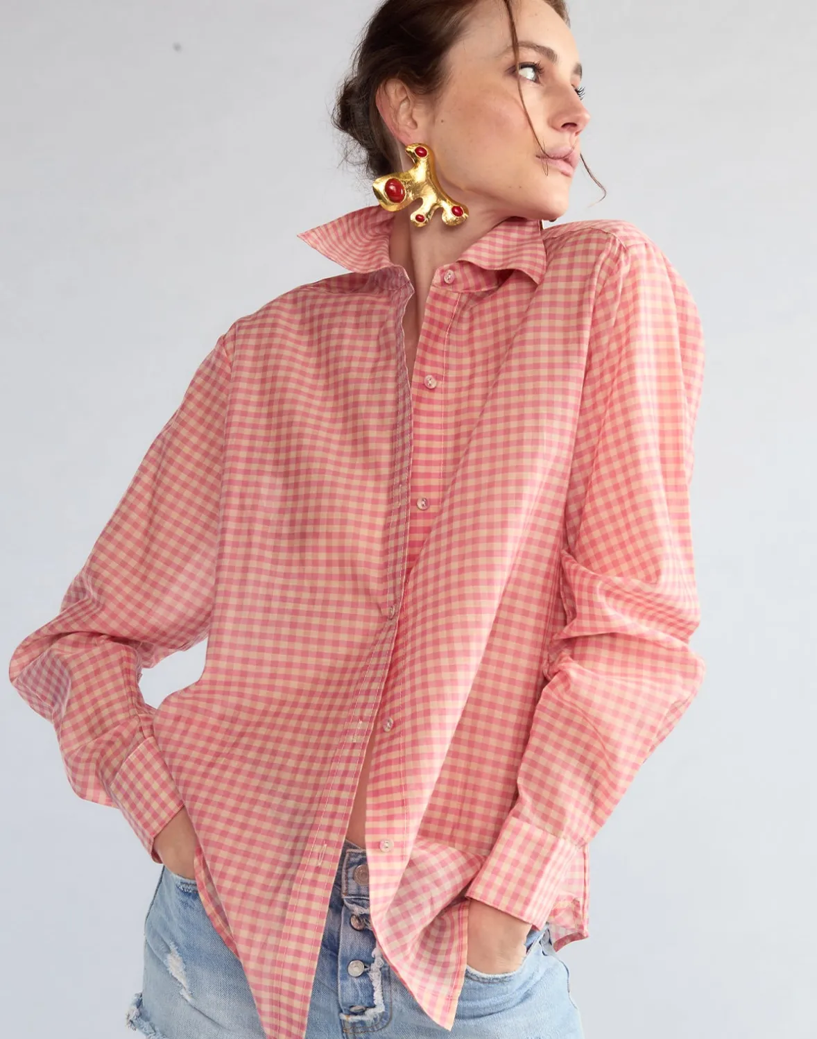 Cynthia Rowley Geneva Silk Cotton Shirt- Tops