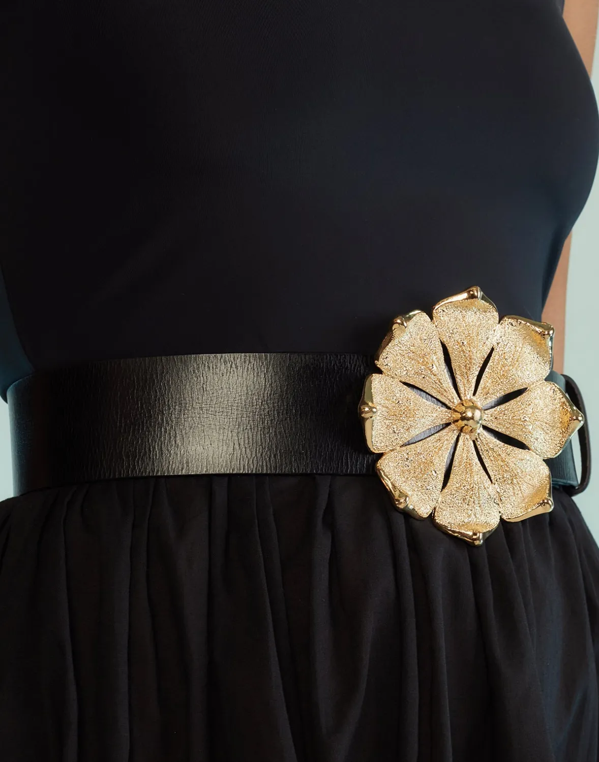 Cynthia Rowley Gold Flower Buckle Belt- Accessories | Accessories