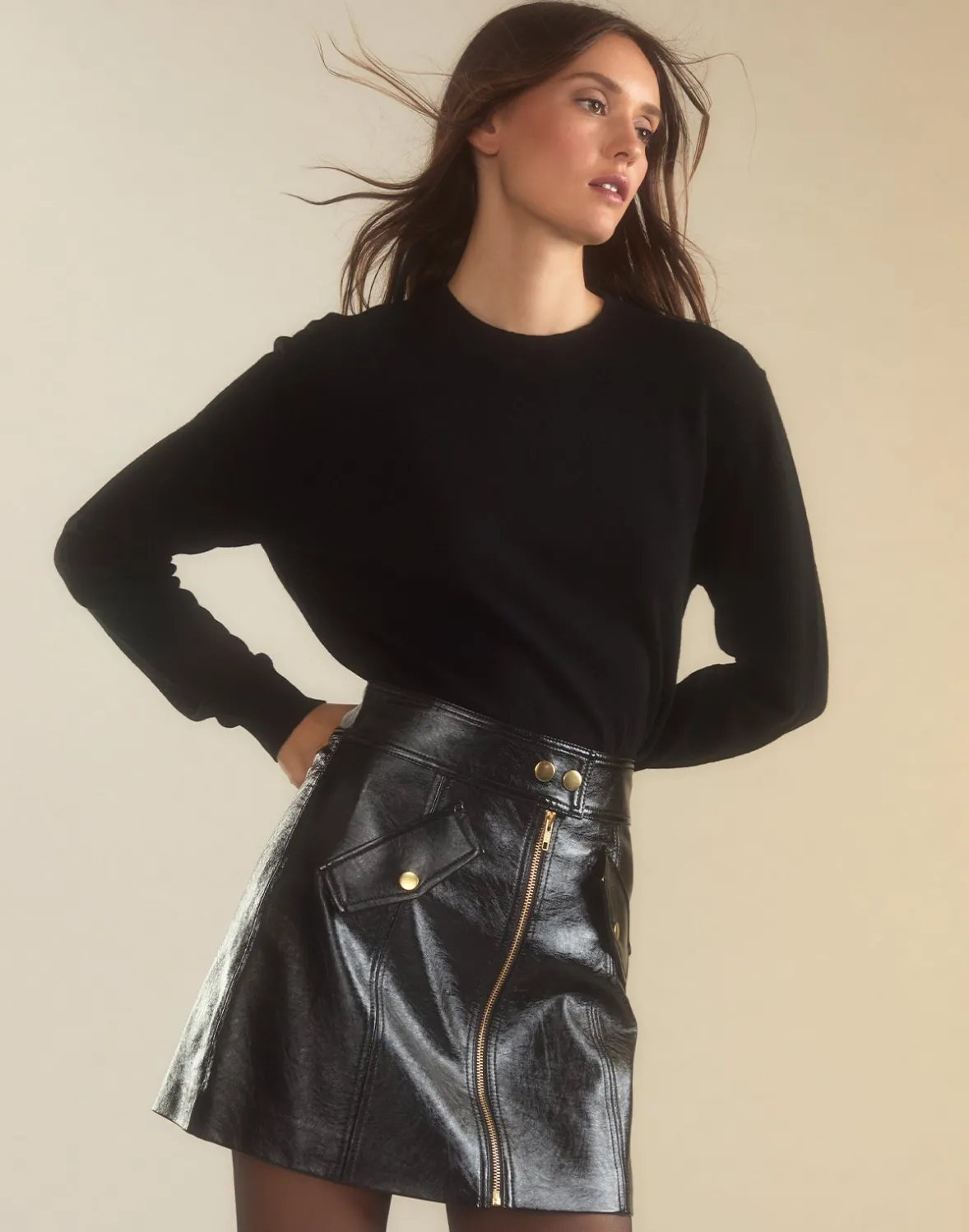 Cynthia Rowley Harper Vegan Leather Skirt- Bottoms