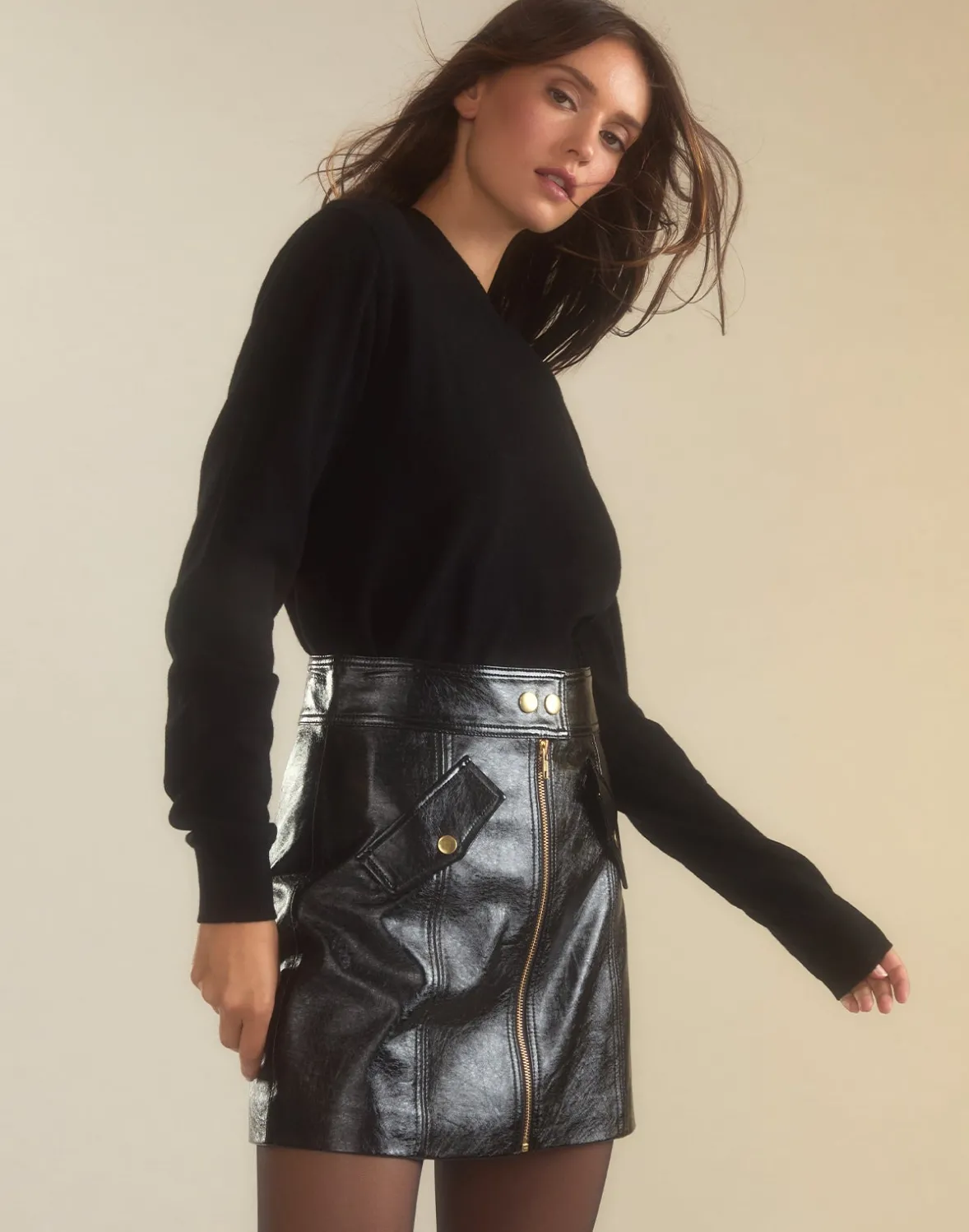 Cynthia Rowley Harper Vegan Leather Skirt- Bottoms