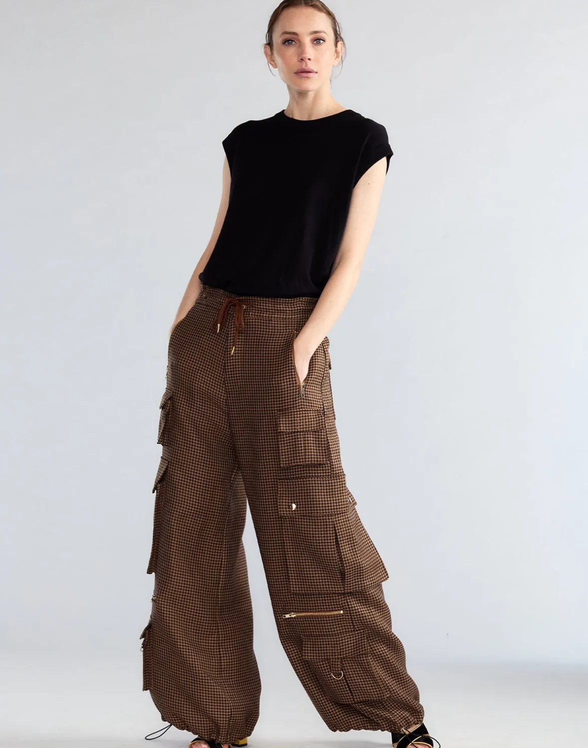 Cynthia Rowley Houndstooth Cargo Pants- Bottoms