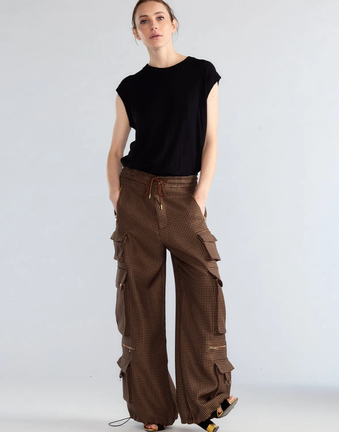 Cynthia Rowley Houndstooth Cargo Pants- Bottoms