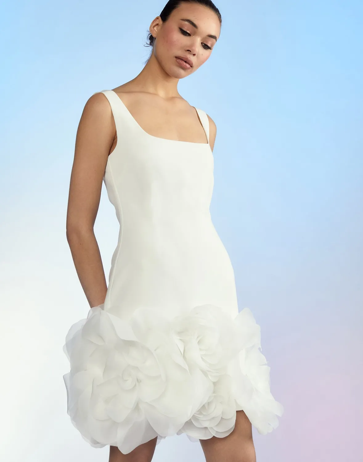 Cynthia Rowley Kourtney Organza Flower Hem Dress- Dresses