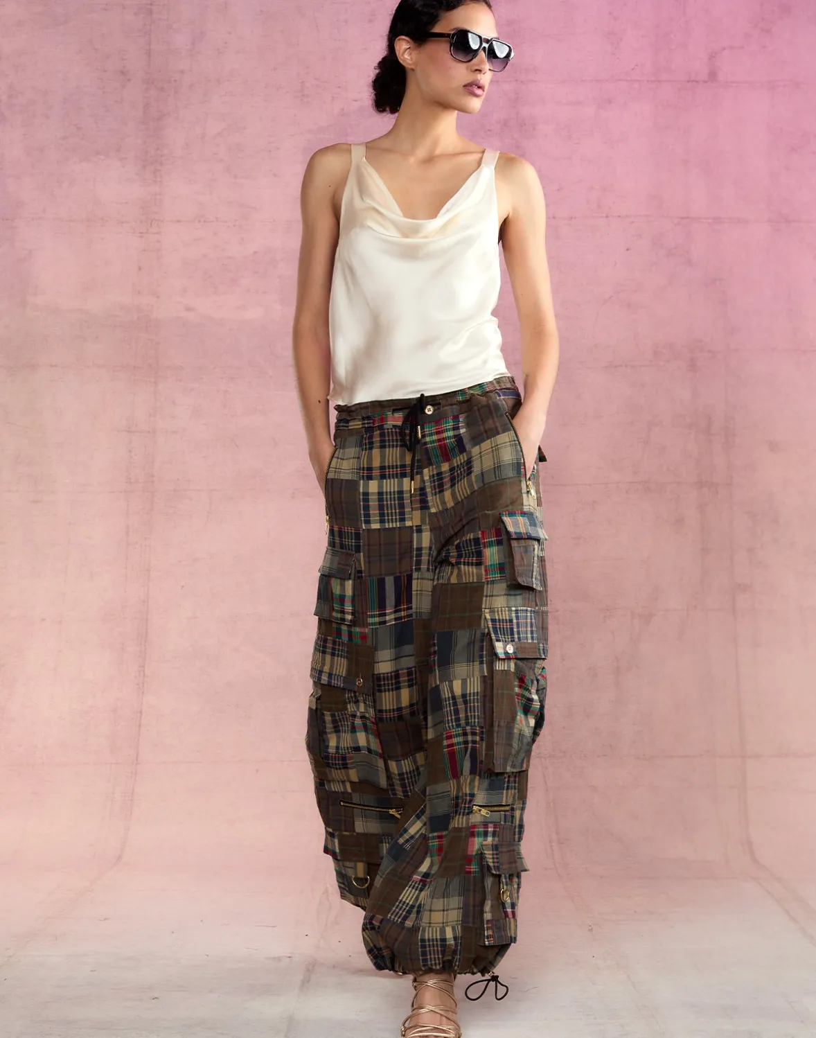 Cynthia Rowley Madrid Madras Cargo Pants- Bottoms