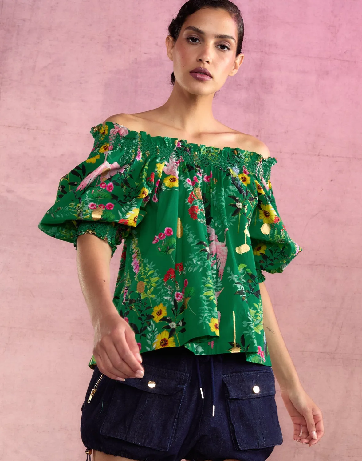 Cynthia Rowley Malta Off Shoulder Blouse- Tops