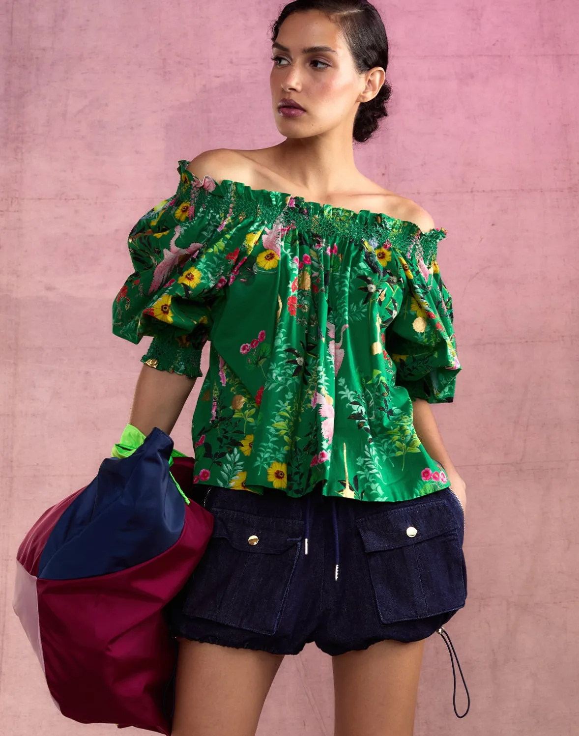 Cynthia Rowley Malta Off Shoulder Blouse- Tops