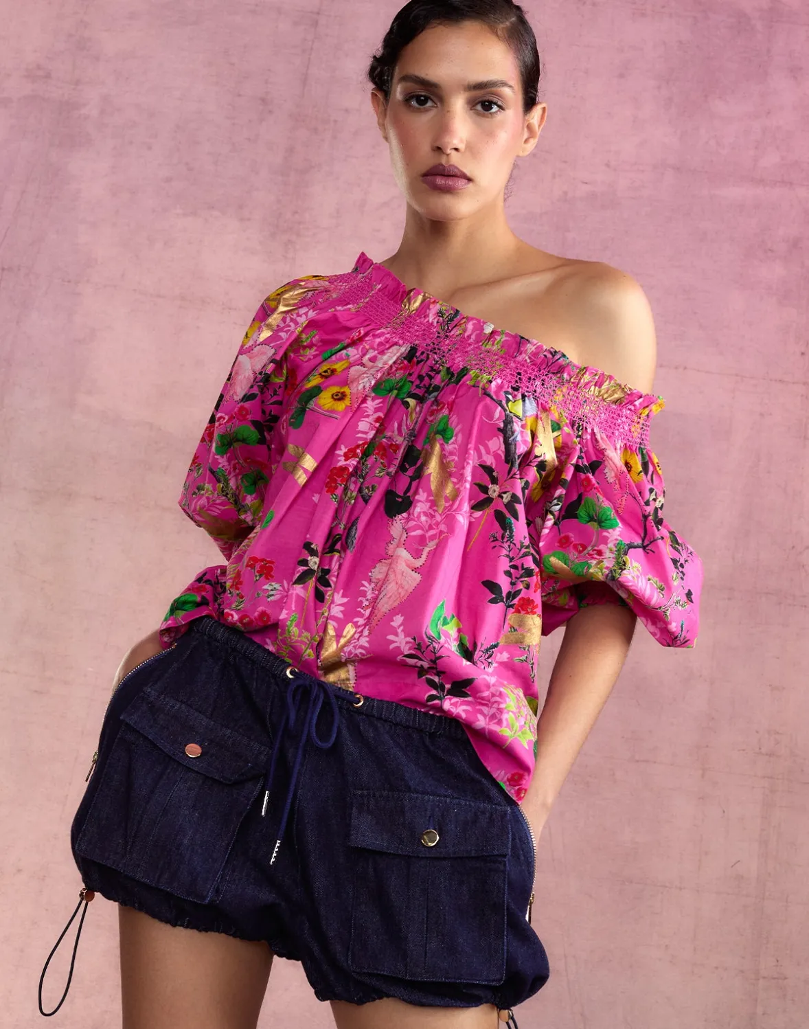 Cynthia Rowley Malta Off Shoulder Blouse- Tops