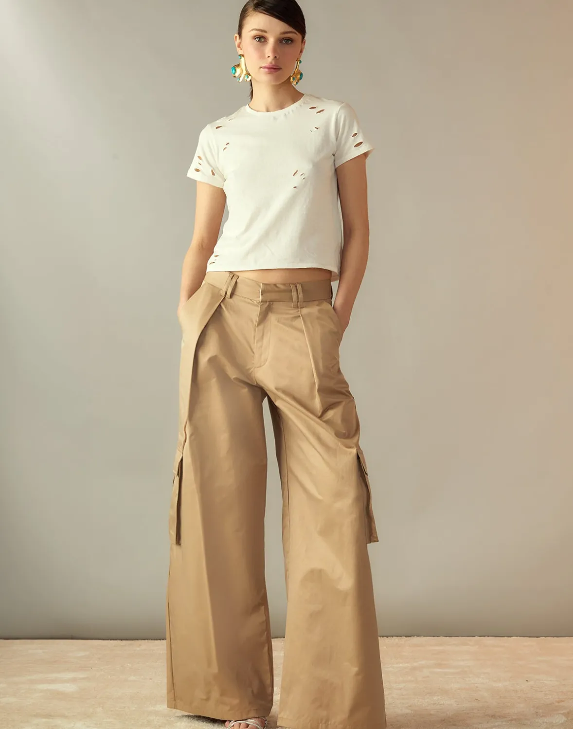 Cynthia Rowley Marbella Cotton Cargo Pant- Bottoms