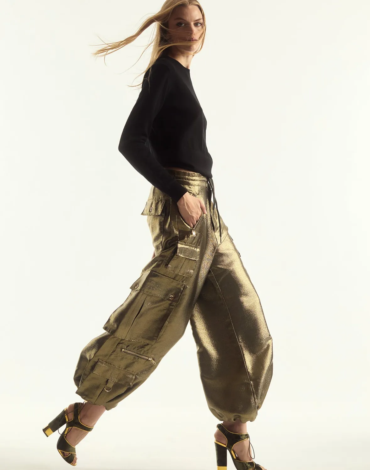 Cynthia Rowley Metallic Cargo Pants- Bottoms