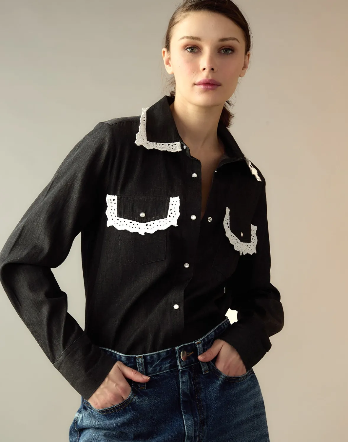 Cynthia Rowley Not My First Rodeo Denim Shirt- Tops