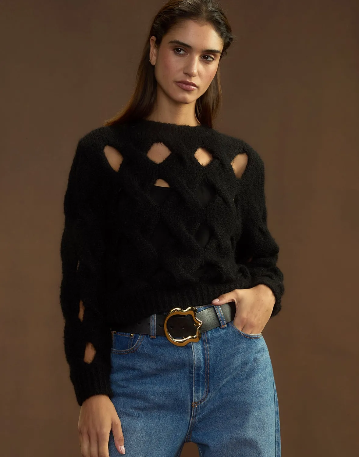 Cynthia Rowley Open Knit Sweater- Tops