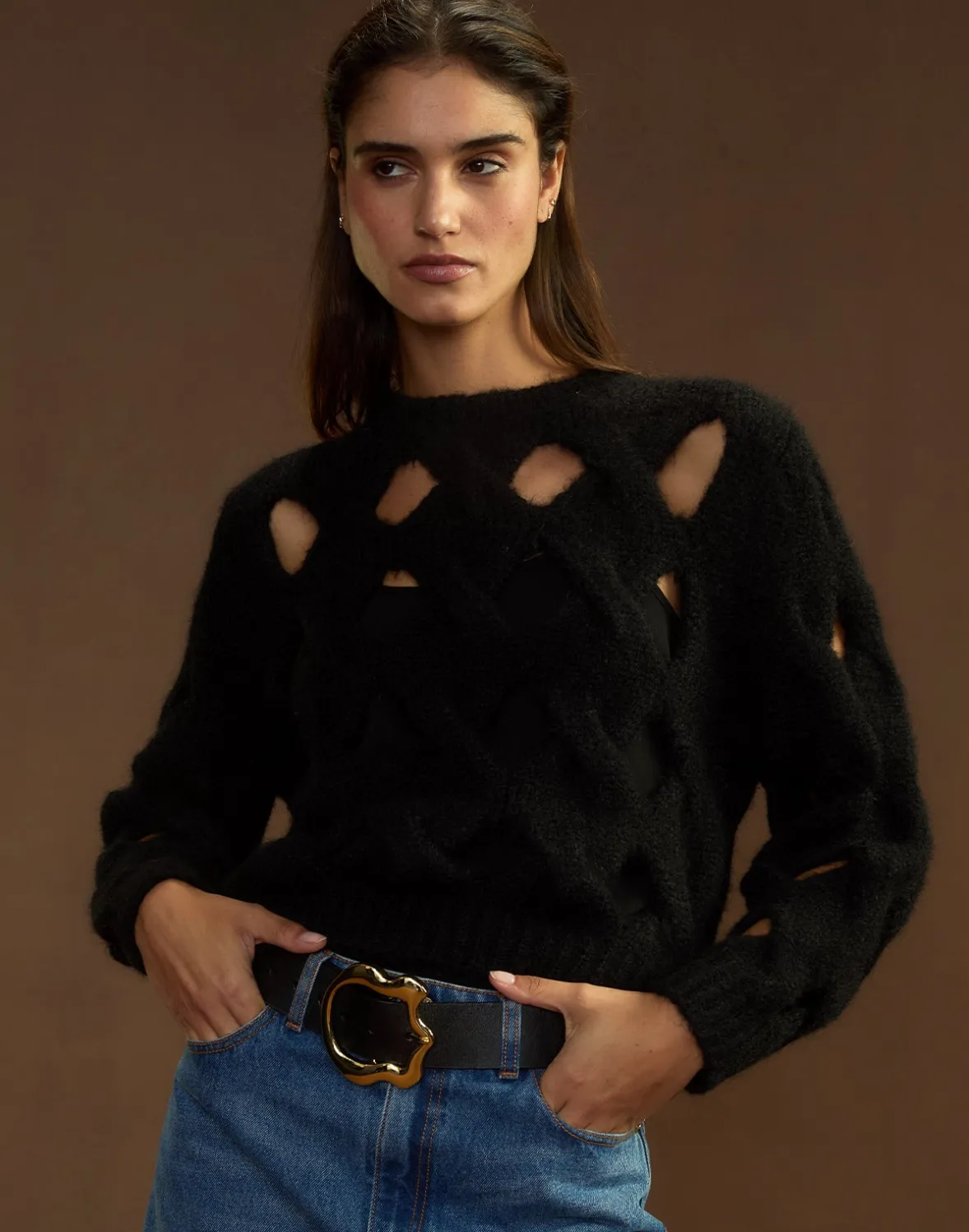 Cynthia Rowley Open Knit Sweater- Tops