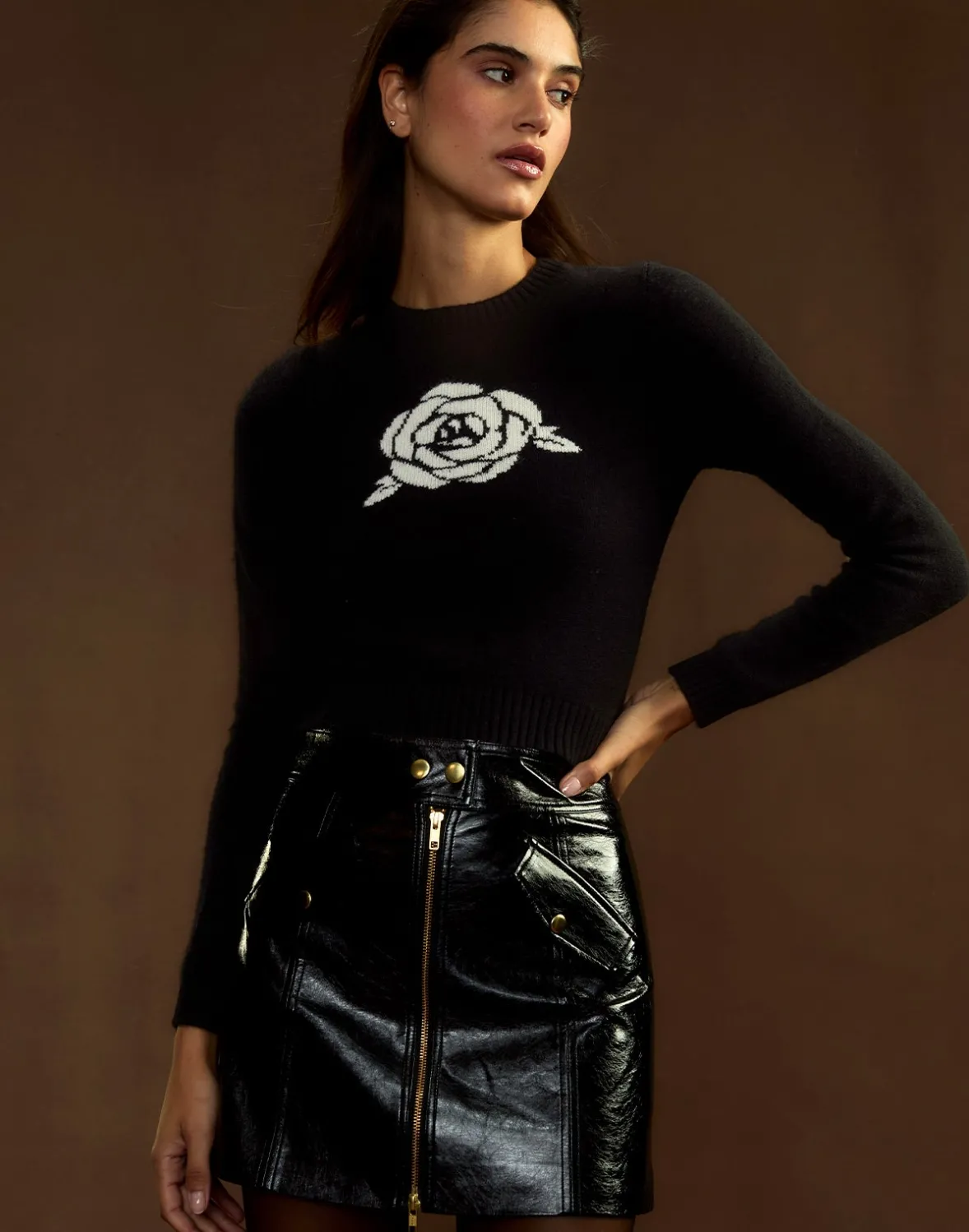 Cynthia Rowley Rosette Wool Cashmere Sweater- Tops