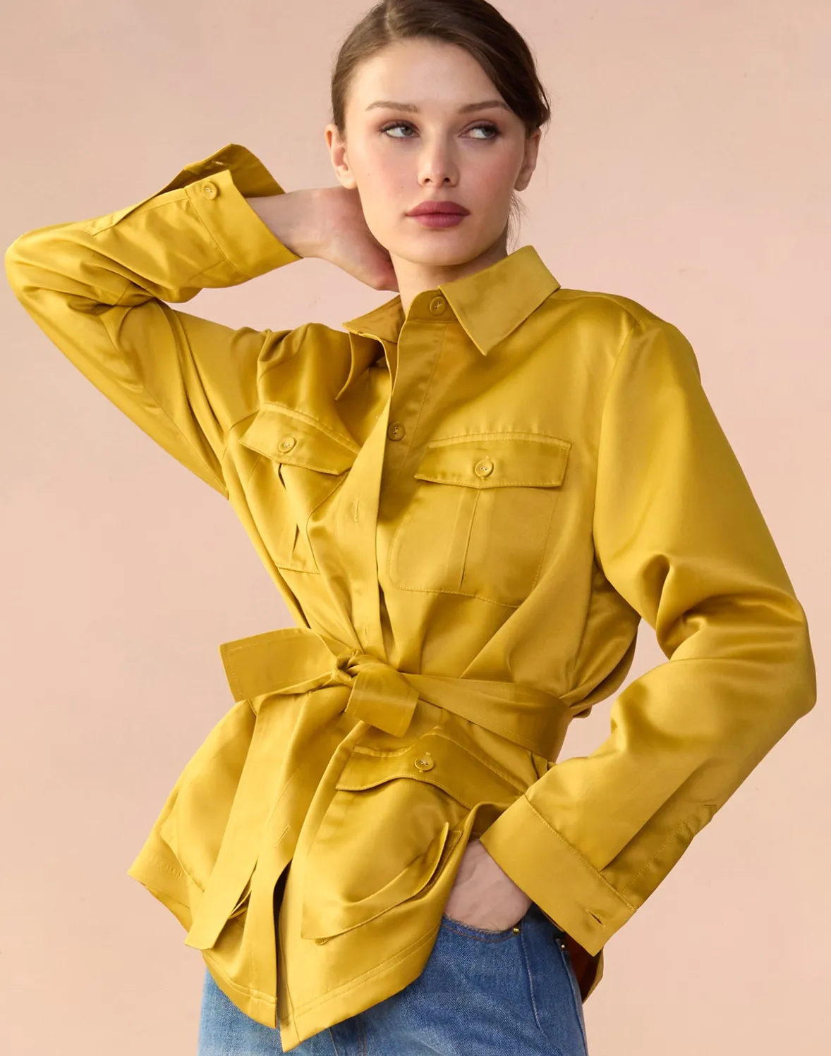 Cynthia Rowley Satin Safari Jacket- Tops | Jackets & Coats