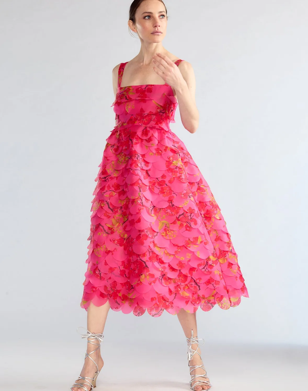 Cynthia Rowley Scalloped Petal Midi Dress- Dresses