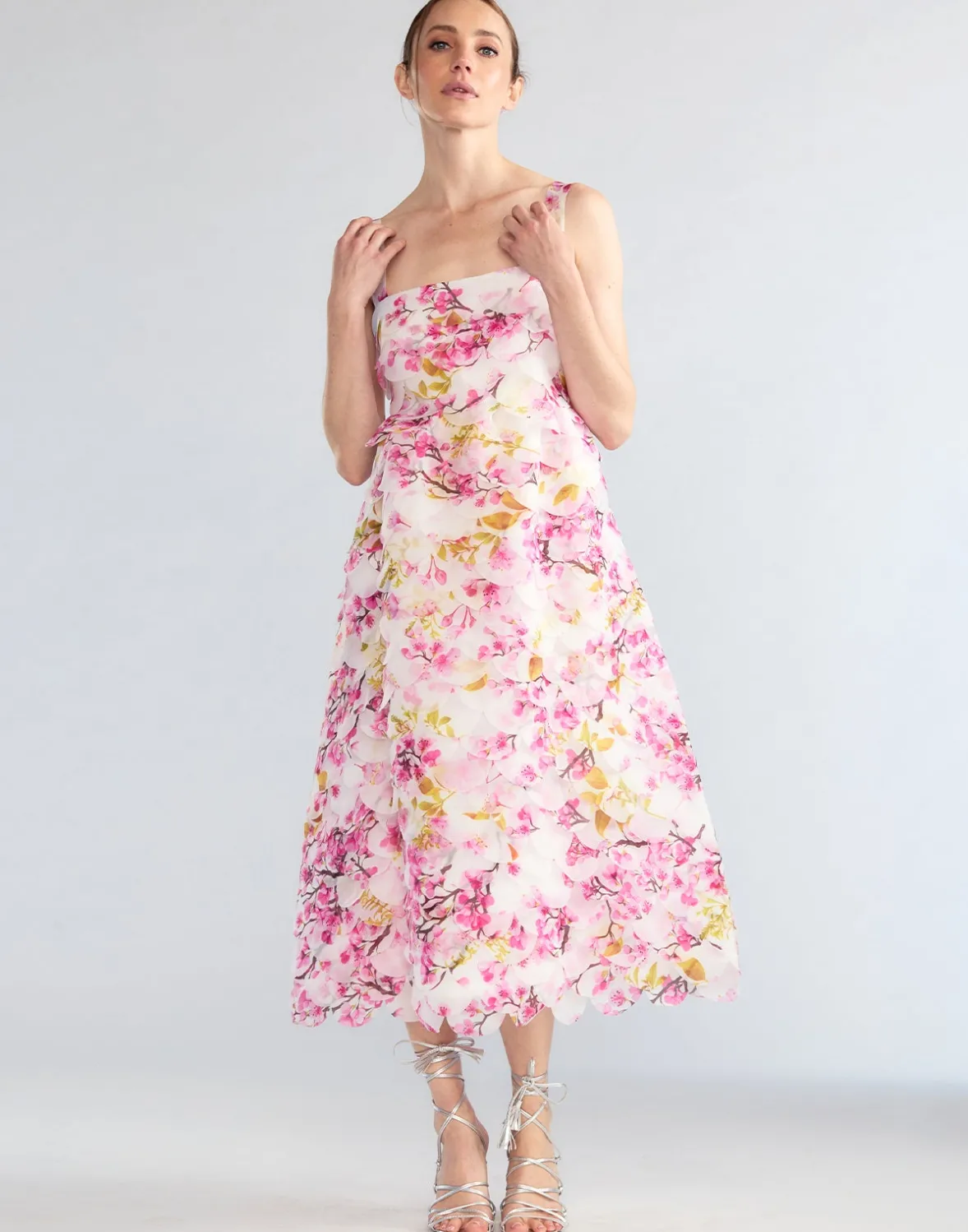 Cynthia Rowley Scalloped Petal Midi Dress- Dresses