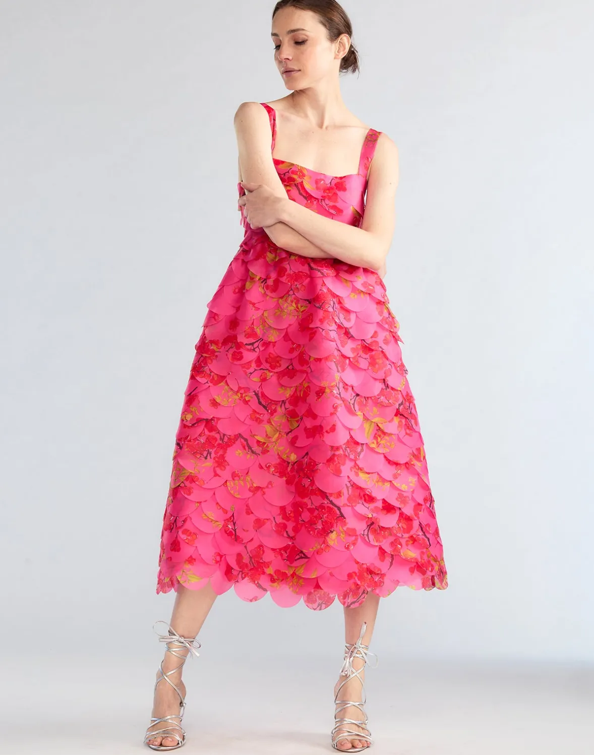 Cynthia Rowley Scalloped Petal Midi Dress- Dresses