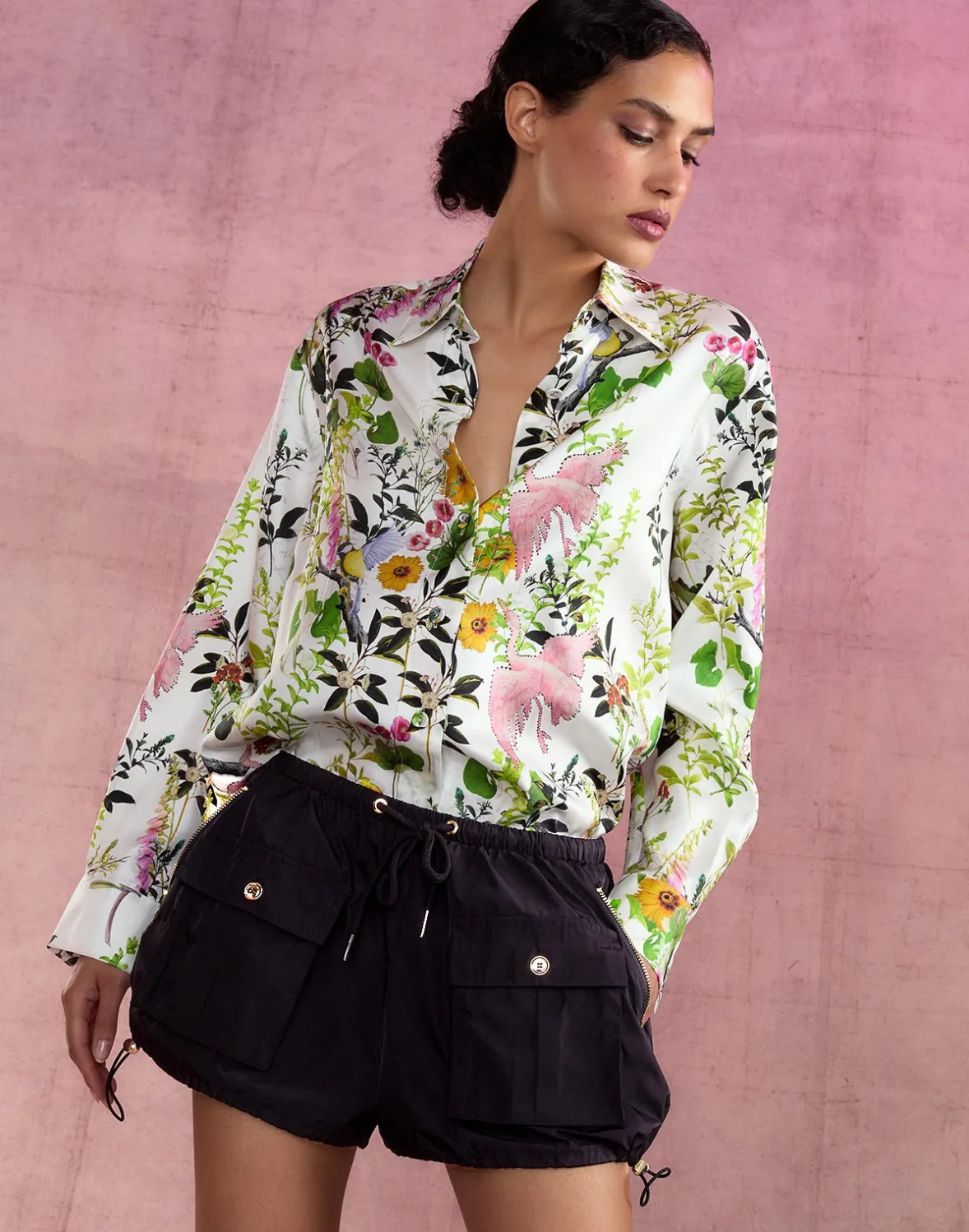 Cynthia Rowley Secret Garden Silk Shirt- Tops