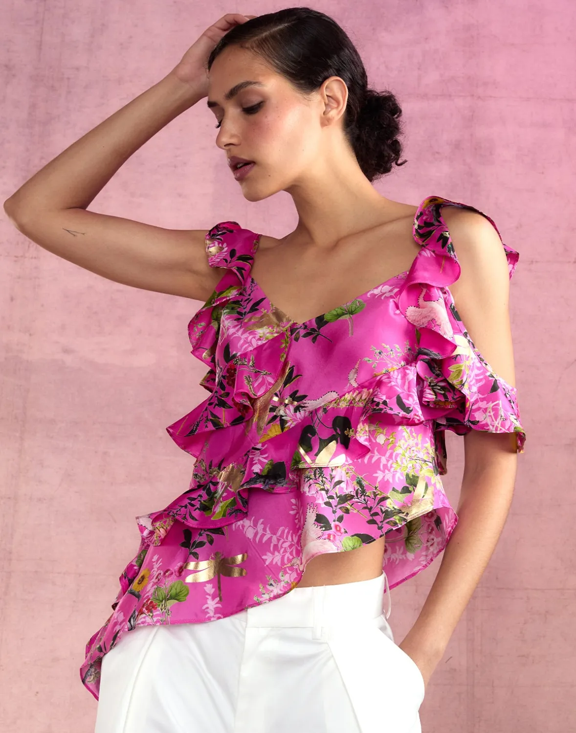 Cynthia Rowley Secret Garden Silk Top- Tops