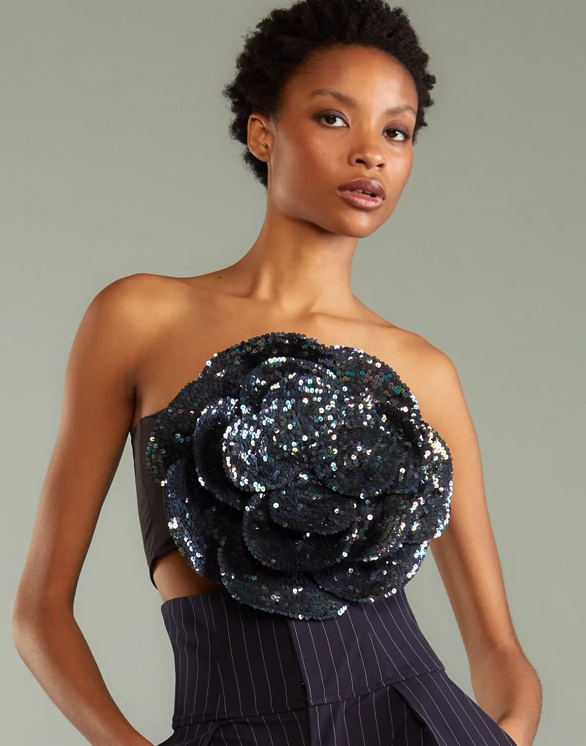 Cynthia Rowley Sequin Flower Bandeau- Tops