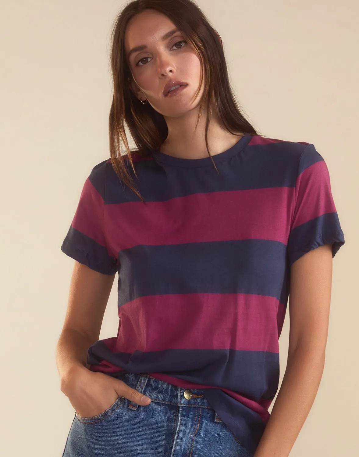 Cynthia Rowley Striped Tee- Tops