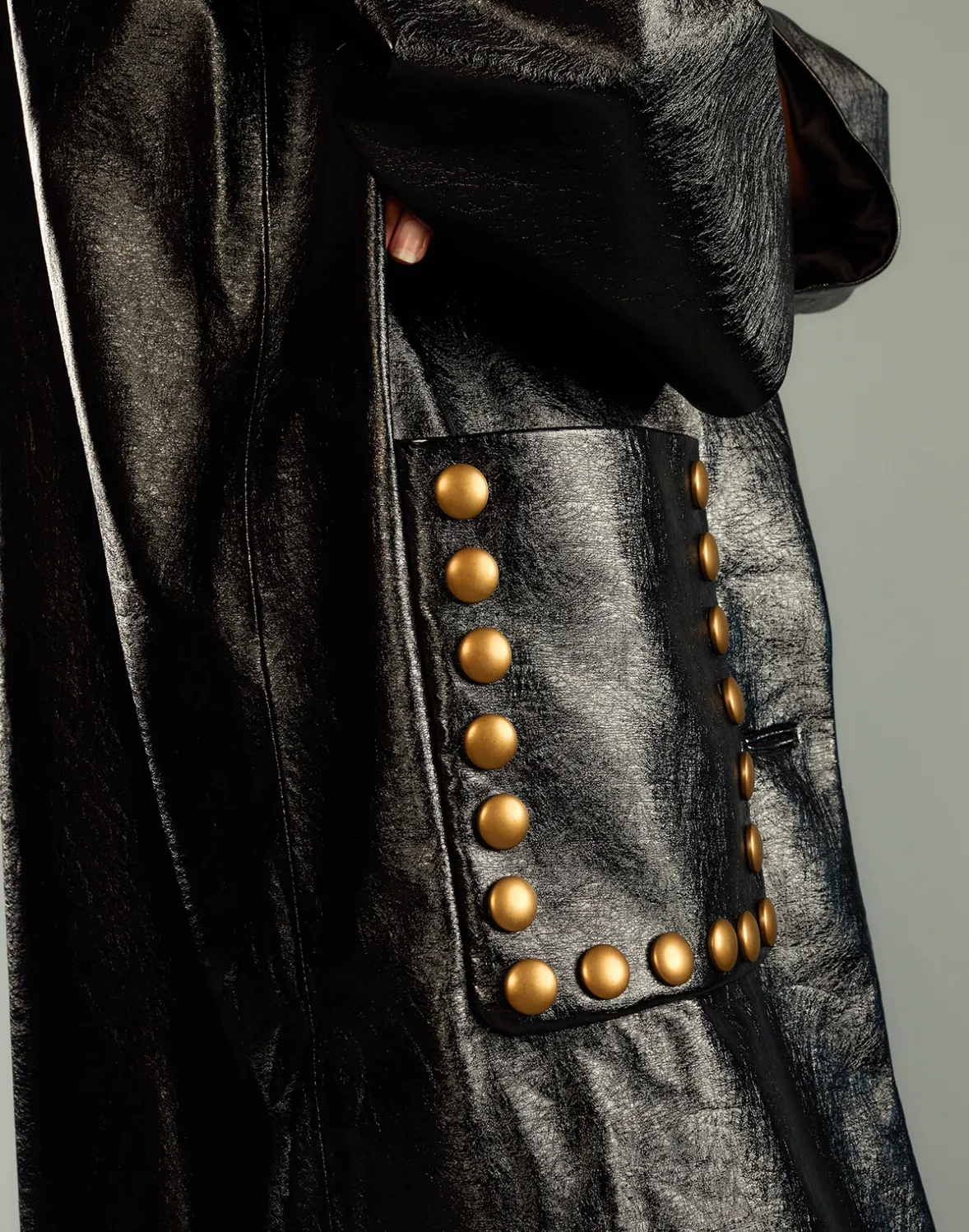 Cynthia Rowley Studded Vegan Leather Coat- Jackets & Coats