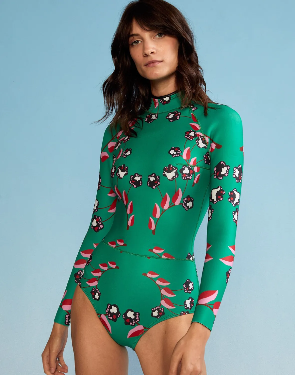 Cynthia Rowley Vine Floral High Cut Wetsuit- Surf & Swim