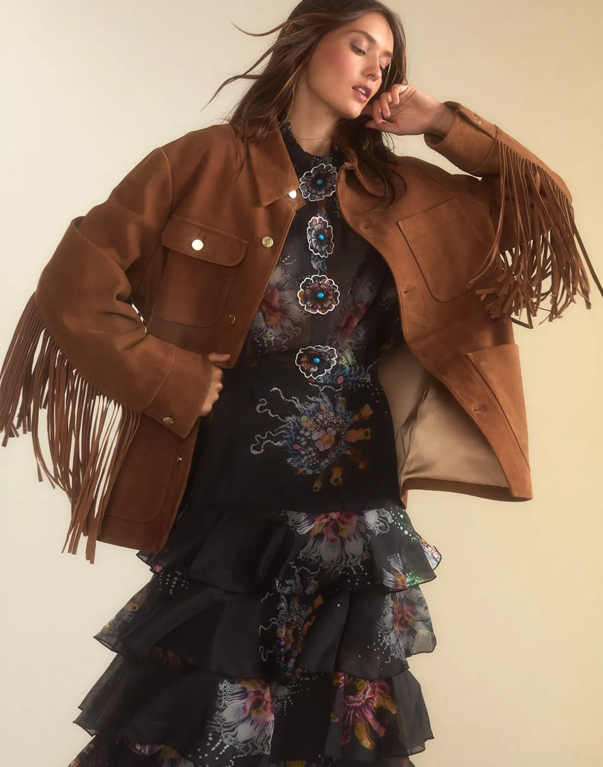 Cynthia Rowley Westward Fringe Suede Jacket- Jackets & Coats | Tops